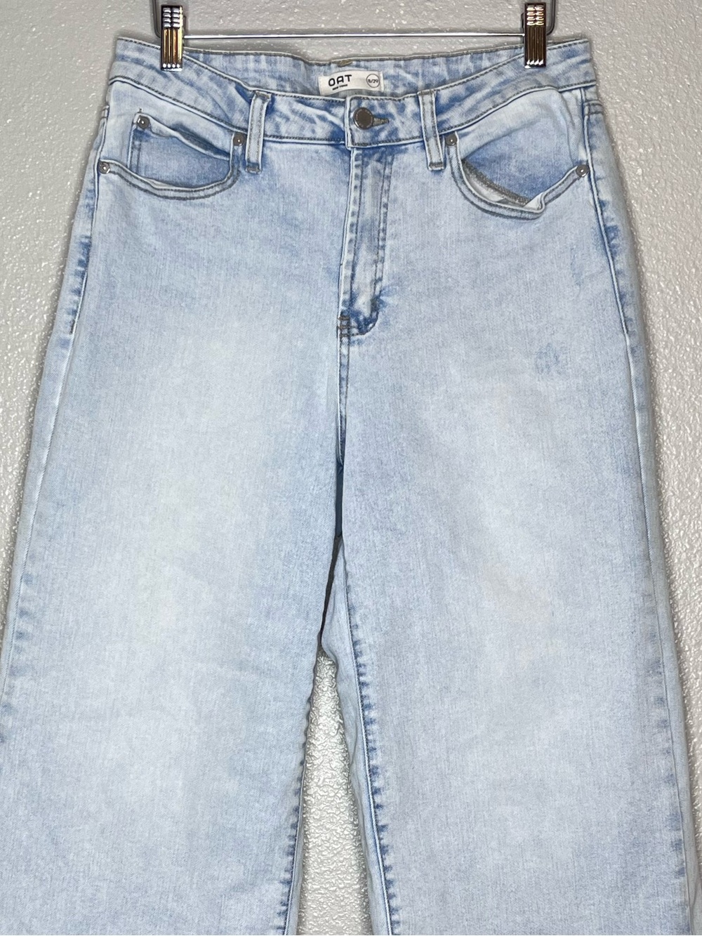 Oat New York Light-blue High-rise Raw Hem Cropped Wide-leg Jeans Sz 29 - Picture 3 of 13